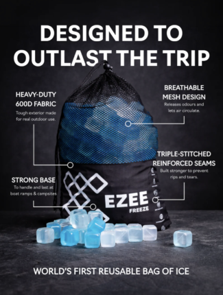 Ezee Freeze is a reusable bag of ice designed to replace disposable bagged ice.Traditional ice melts, creates water, and needs to be replaced every time you use a cooler. Ezee Freeze stays sealed and reusable. Keep it in your freezer. Use it when needed.