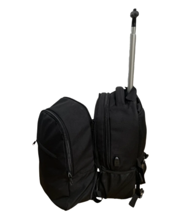 - A wheelie, standard backpack and zip-off lightweight backpack. - Tough 600D RPET fabric made of recycled plastic bottles - Water resistant